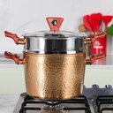 Couscoussier Olina  - Capacité : 8 Litres - Nombre de pièces : 3 - Matériau : Granite - Facile à nettoyer, sain et hygiénique - Fabriqué à partir de matériaux naturels et durables - Poignées ergonomiques et décoratives résistantes à la chaleur - Résistant à la chaleur élevée, tolérant aux défauts chimiques - Couleur : Cuivre