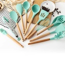 ▪︎Ensemble ustensiles de cuisine 12 pcs en silicone anti adhésifs avec manche en bois & boîte de rangement  📦 Livraison à domicile dans toute la Tunisie  👉 Le Bon coin pour le Meilleur choix