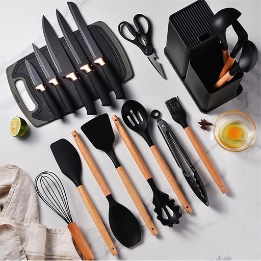 Set D'ustensiles De Cuisine 19 Pièces En Silicone 